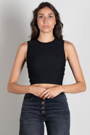 Elisabetta Franchi Top Smanicato In Maglia a Coste TK01S66E2 NERO