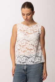 Khloe Femme Top Smanicato In Pizzo 26164 BIANCO