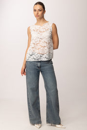 Khloe Femme Top Smanicato In Pizzo 26164 BIANCO