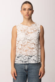 Khloe Femme Top Smanicato In Pizzo 26164 BIANCO