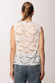 Khloe Femme Top Smanicato In Pizzo 26164 BIANCO