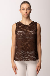Khloe Femme Top Smanicato In Pizzo 26164 MORO