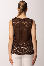 Khloe Femme Top Smanicato In Pizzo 26164 MORO