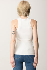 Elisabetta Franchi Top Tricot a Costine con Scollo a V TK35T51E2 AVORIO