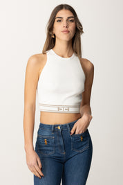 Elisabetta Franchi Top Tricot con Banda Logata TK39S51E2 AVORIO/GREIGE