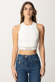 Elisabetta Franchi Top Tricot con Banda Logata TK39S51E2 AVORIO/GREIGE