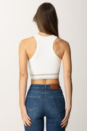 Elisabetta Franchi Top Tricot con Banda Logata TK39S51E2 AVORIO/GREIGE