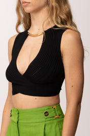 Elisabetta Franchi Top Tricot con Collana Tubolare Oro TK76S61E2 NERO