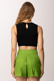 Elisabetta Franchi Top Tricot con Collana Tubolare Oro TK76S61E2 NERO