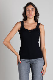 Elisabetta Franchi Top Tricot con Profili In Pizzo TK06B66E2 NERO