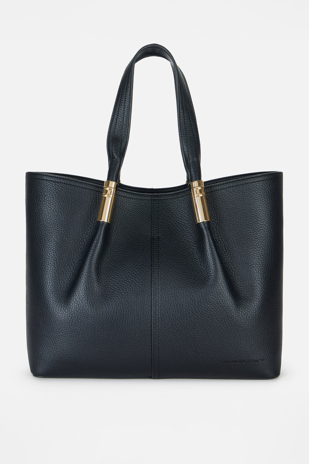 Elisabetta Franchi Tote Bag Grande con Dettagli Logo Gold BS41A56E2 NERO