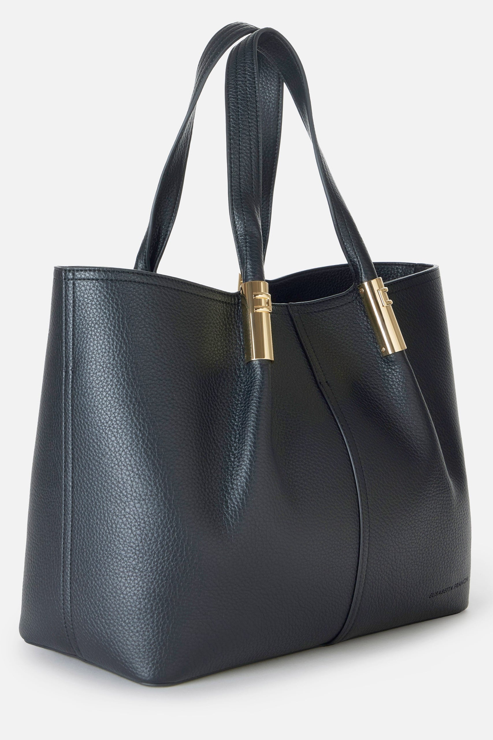 Elisabetta Franchi Tote Bag Grande con Dettagli Logo Gold BS41A56E2 NERO