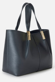 Elisabetta Franchi Tote Bag Grande con Dettagli Logo Gold BS41A56E2 NERO