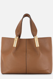 Elisabetta Franchi Tote Bag Media con Dettagli Logo Gold BS42A56E2 BROWN SUGAR