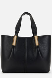 Elisabetta Franchi Tote Bag Media con Dettagli Logo Gold BS42A56E2 NERO