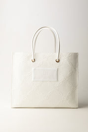 Elisabetta Franchi Tote Grande In Rafia Jacquard BS82A52E2 AVORIO
