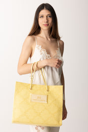 Elisabetta Franchi Tote Grande In Rafia Jacquard BS82A52E2 LEMONADE
