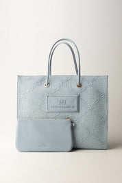 Elisabetta Franchi Tote Grande In Rafia Jacquard BS82A52E2 SKY BLUE