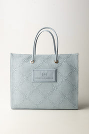 Elisabetta Franchi Tote Grande In Rafia Jacquard BS82A52E2 SKY BLUE