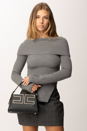 Elisabetta Franchi Tote Piccola a Trapezio con Logo BS36A56E2 NERO