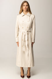 Elisabetta Franchi Trench Effetto Pelle Stampa Cocco SP00358E2 MILK