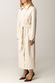 Elisabetta Franchi Trench Effetto Pelle Stampa Cocco SP00358E2 MILK