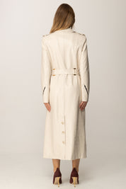Elisabetta Franchi Trench Effetto Pelle Stampa Cocco SP00358E2 MILK