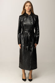 Elisabetta Franchi Trench Effetto Pelle Stampa Cocco SP00358E2 NERO