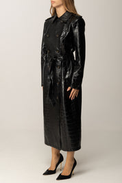 Elisabetta Franchi Trench Effetto Pelle Stampa Cocco SP00358E2 NERO