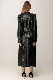 Elisabetta Franchi Trench Effetto Pelle Stampa Cocco SP00358E2 NERO