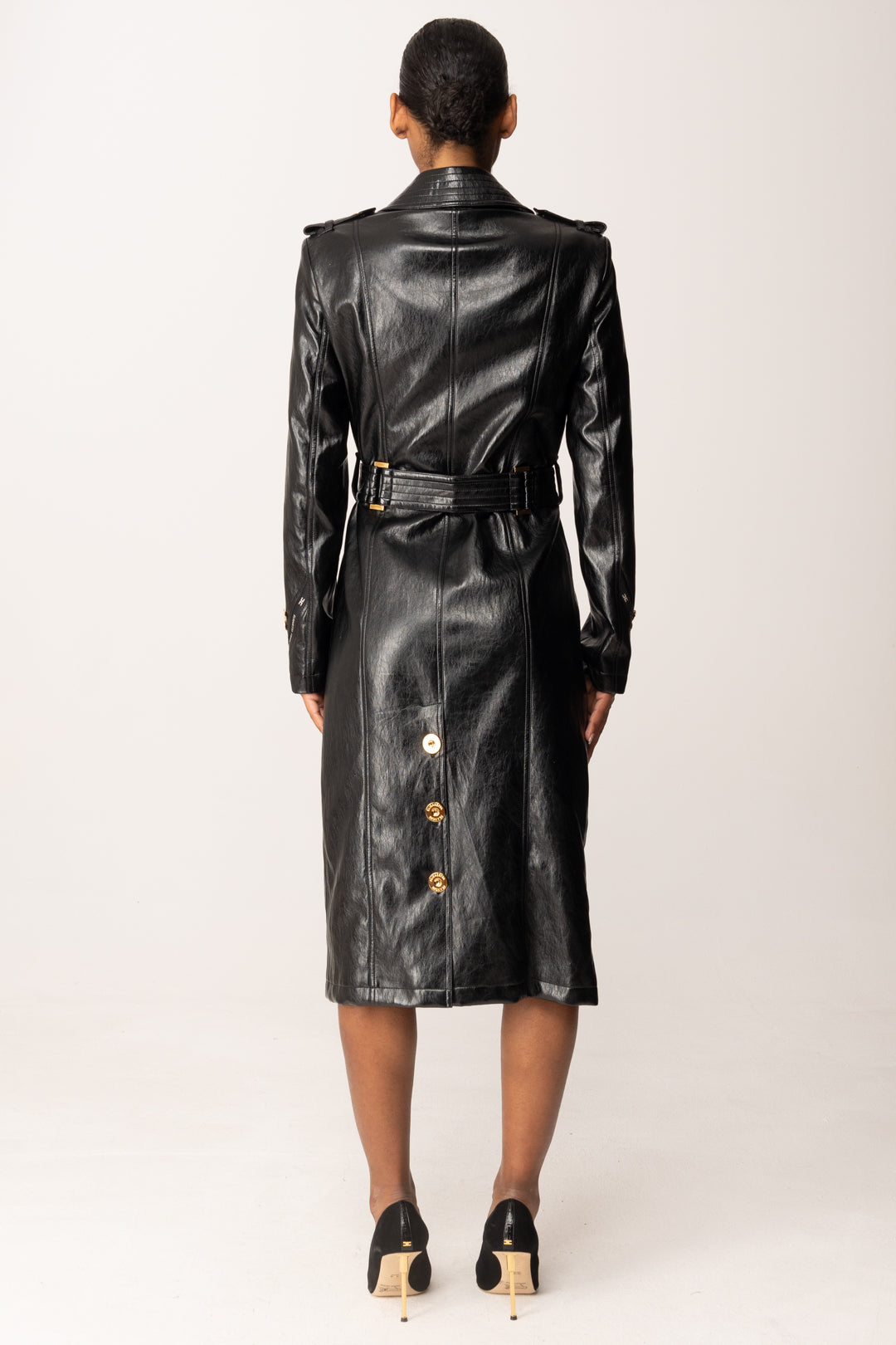 Elisabetta Franchi Trench In Craquelé SP00256E2 NERO