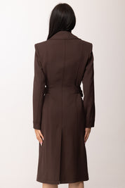 Elisabetta Franchi Trench In Gabardina con Rever Doppio SP00561E2 CACAO