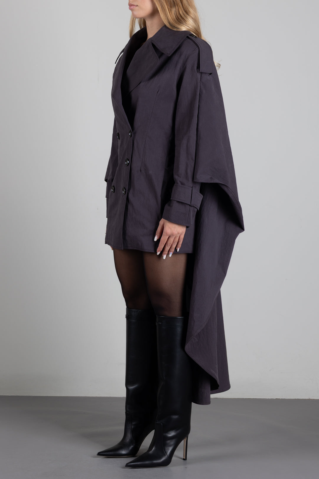 Elisabetta Franchi Trench Over con Costruzione a Mantella SP01066E2 DARK CHOCOLATE