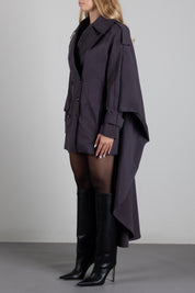 Elisabetta Franchi Trench Over con Costruzione a Mantella SP01066E2 DARK CHOCOLATE
