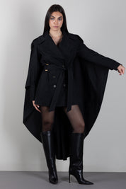 Elisabetta Franchi Trench Over con Costruzione a Mantella SP01066E2 NERO