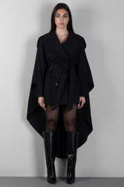 Elisabetta Franchi Trench Over con Costruzione a Mantella SP01066E2 NERO