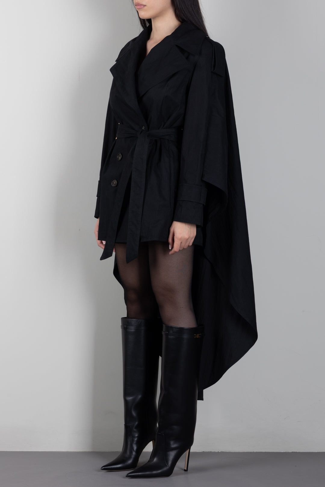 Elisabetta Franchi Trench Over con Costruzione a Mantella SP01066E2 NERO