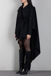 Elisabetta Franchi Trench Over con Costruzione a Mantella SP01066E2 NERO