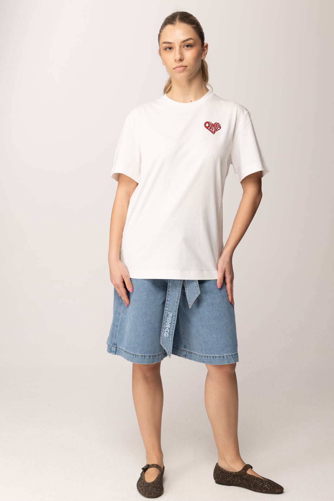 Pinko Tshirt con Logo Letteringe Stampa Sul Retro 105526 A33I ZR2