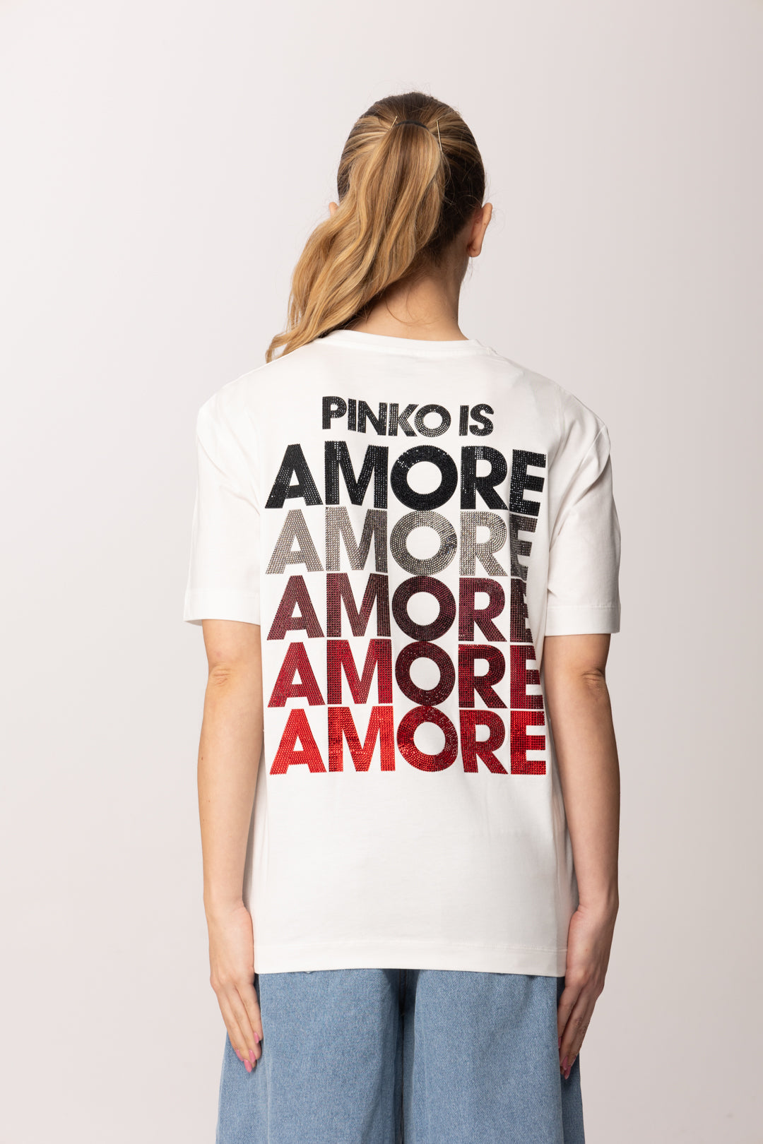 Pinko Tshirt con Logo Letteringe Stampa Sul Retro 105526 A33I ZR2