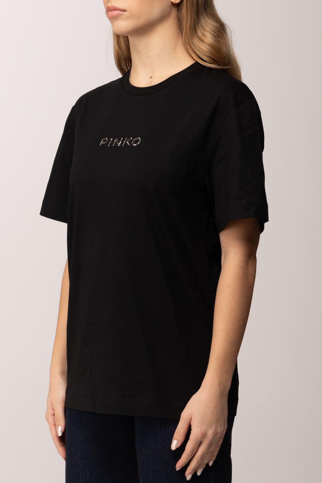 Pinko Tshirt con Stampa Lettering Sul Retro 105526 A33S NERO LIMOUSINE