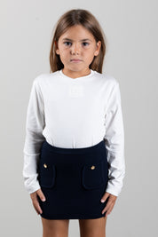 Elisabetta Franchi Bambina Tt-shirt a Maniche Lunghe con Logo Embossed EFTS272CJE018.0004