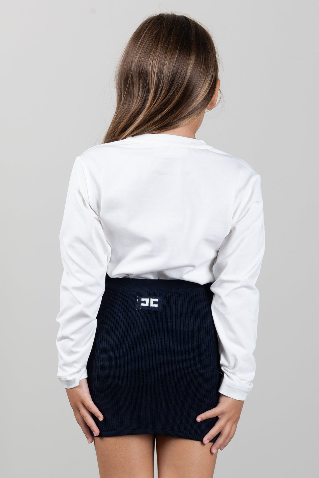 Elisabetta Franchi Bambina Tt-shirt a Maniche Lunghe con Logo Embossed EFTS272CJE018.0004