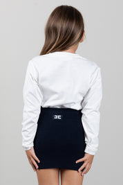 Elisabetta Franchi Bambina Tt-shirt a Maniche Lunghe con Logo Embossed EFTS272CJE018.0004