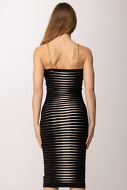 Elisabetta Franchi Tubino In Maglia con Zebra Jacquard AM99S61E2 NERO/BURRO
