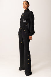 Elisabetta Franchi Tuta Lunga In Felpa con Inserto In Popeline TU05456E2 NERO