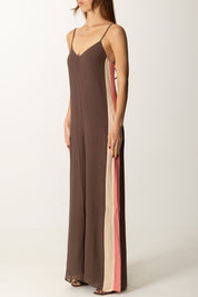 Patrizia Pepe Tuta Ampia con Inserti Laterali a Contrasto 2T0084 A585 BROWN/APRICOT/CORAL