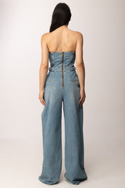 Elisabetta Franchi Tuta Bustier In Jeans con Fibbie TJ46I61E2 BLUE VINTAGE