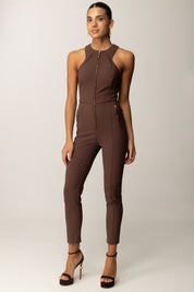 Elisabetta Franchi Tuta con Zip Centrale e Dettagli Strutturati TU05556E2 COFFEE