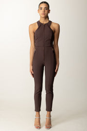 Elisabetta Franchi Tuta con Zip Centrale e Dettagli Strutturati TU05556E2 MERLOT